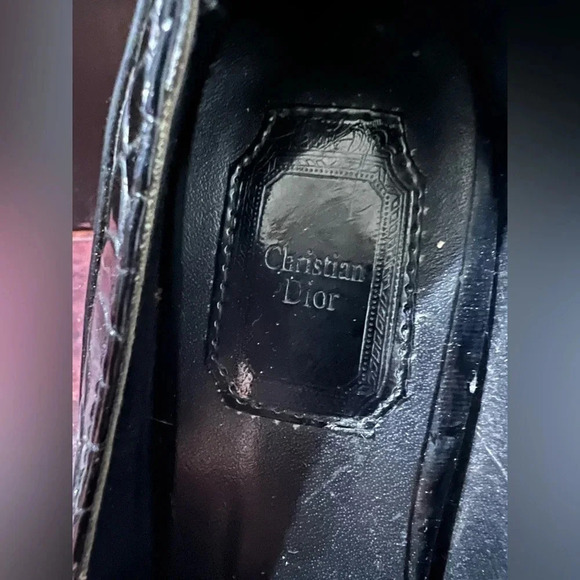 Christian DIOR Heels Shoes Designer Black/Gold Pointed Toe Pumps Size 4 (35) EUC - Picture 12 of 13